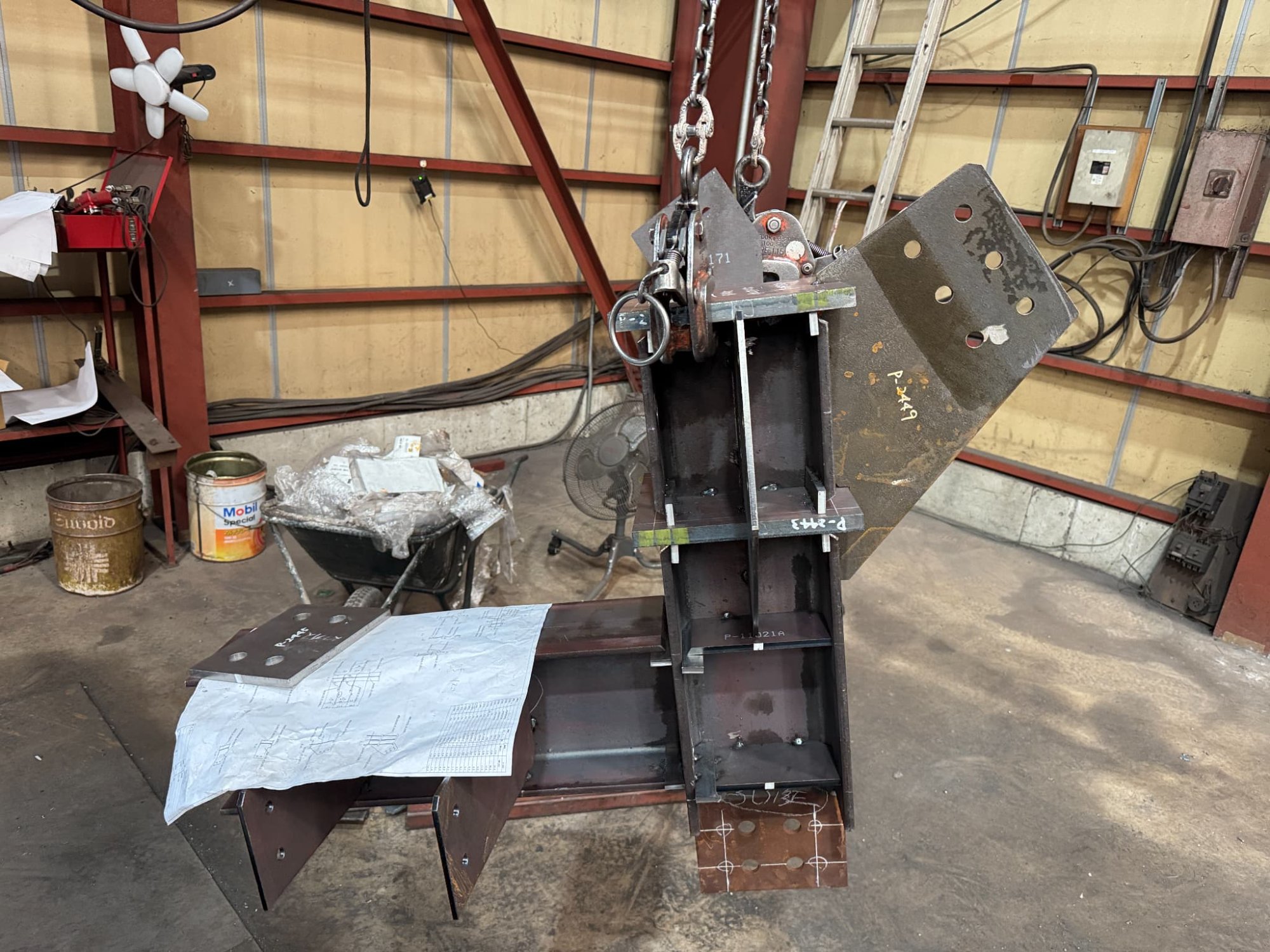 柱脚部材 工場内組立・吊り検査