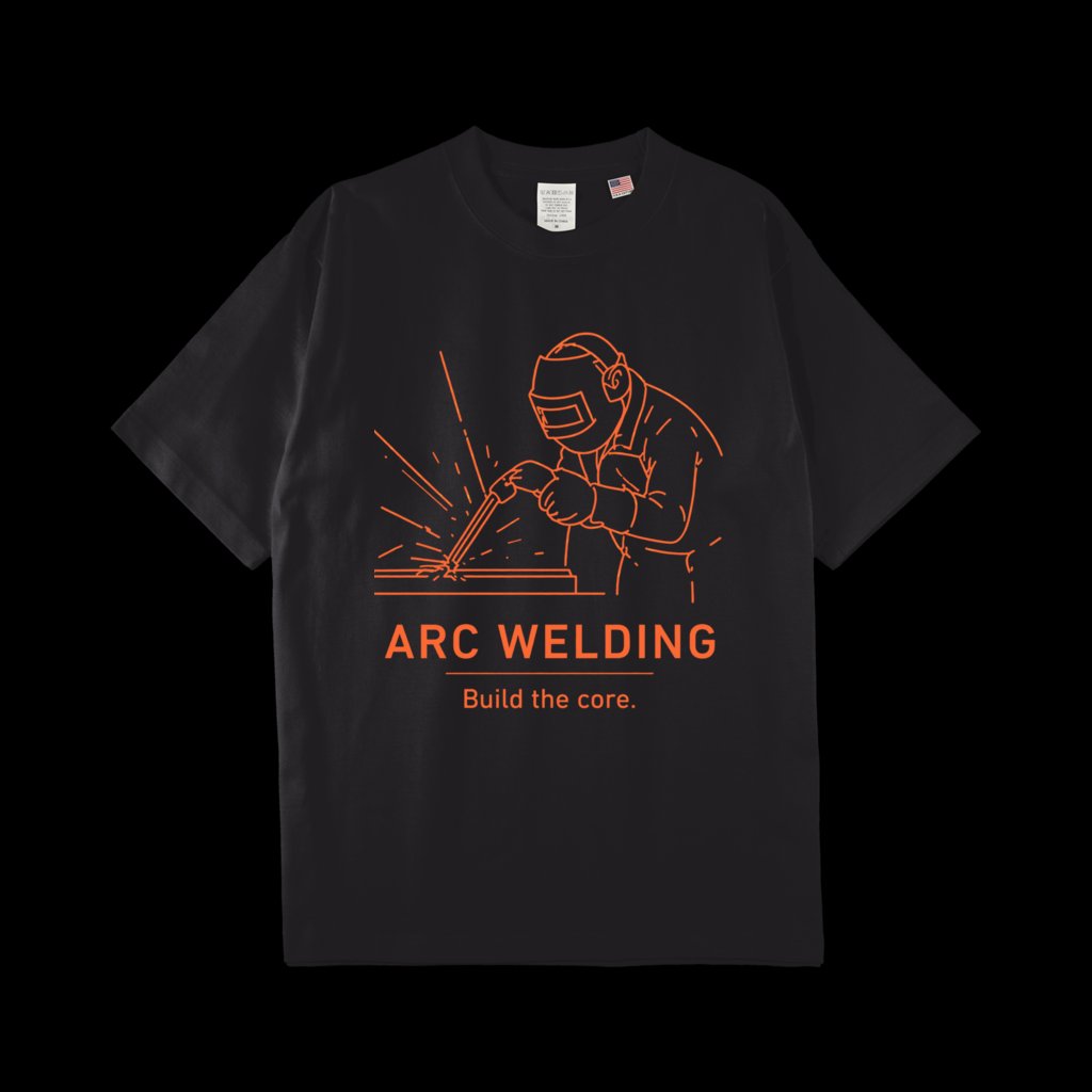 アーク溶接をあしらったTシャツ（ブラック）