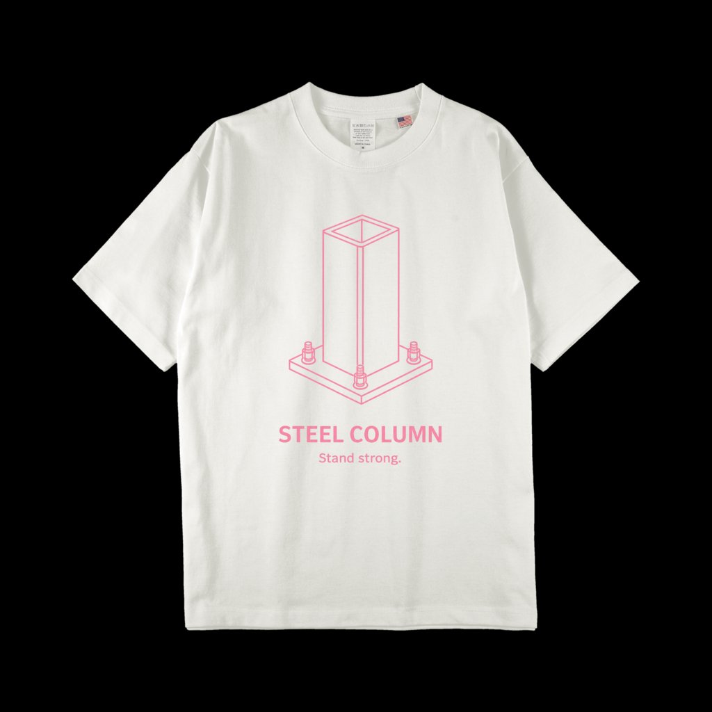 角形鋼管柱をあしらったTシャツ（ナチュラル）